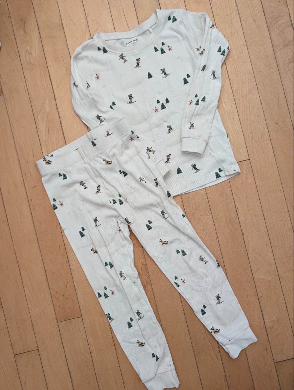 Petit Lem 5T Skiing Christmas Pajamas Holiday Tree Ski Pajama Set